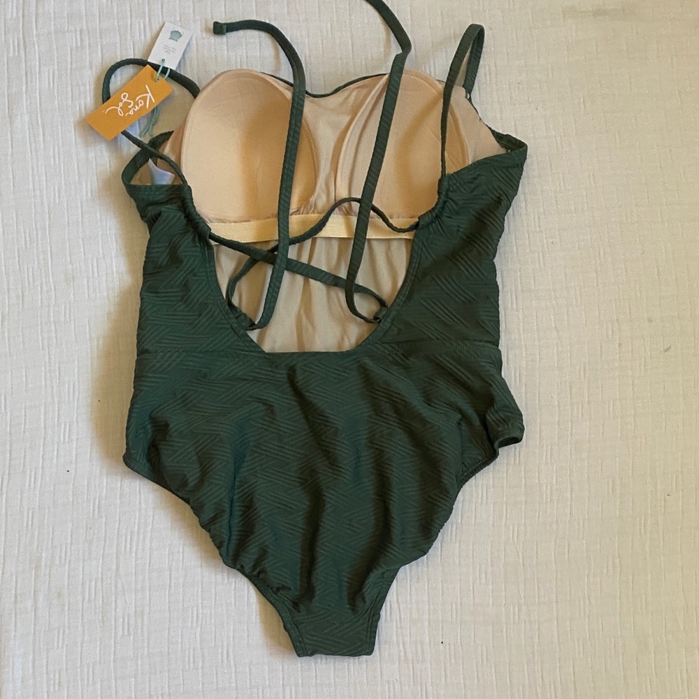 KONA SOL  Forest Green Textured One-Piece Swimsuit - Picture 3 of 8